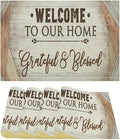 Vintage Farmhouse Placemat Set, Beige White Rustic Wooden Plank Patchwork Welcome Home Letter Inspirational Quotes Pattern Home Decor Linen Table Mats for Dining Room Kitchen Party (17x12in) x4P