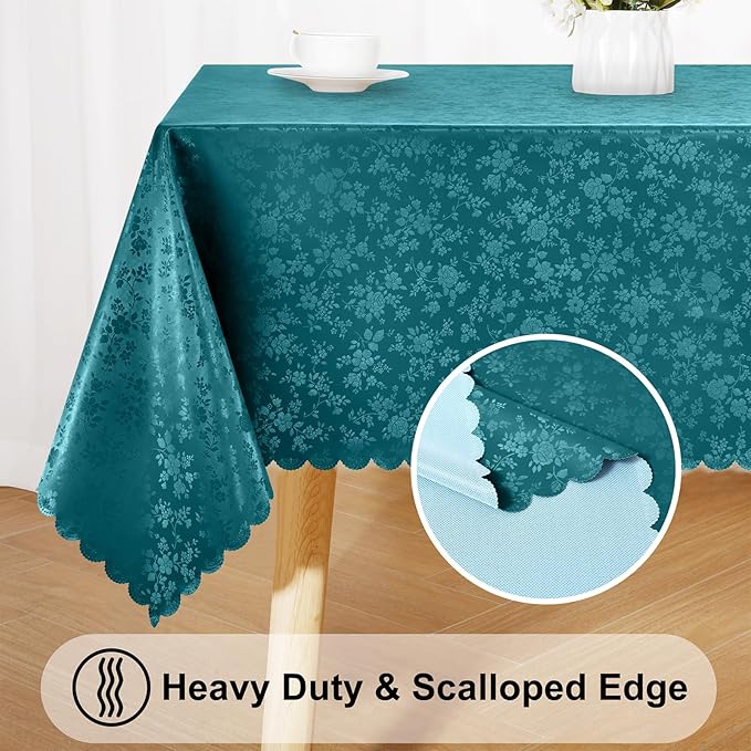 Smiry Rectangle Table Cloth, Waterproof Heavy Duty Vinyl Tablecloths, Wipeable Washable Table Cover for Kitchen and Dining Room (Emerald Green, 60" X 84")