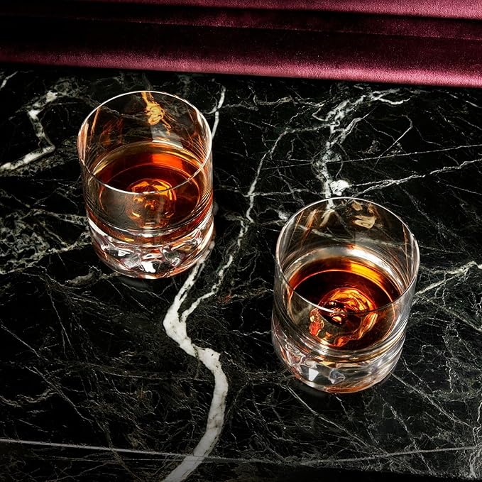 NUDE Whiskey Glasses Set of 4 SOF – 8.5 oz Premium Lead-Free Crystal Old Fashioned Rocks Glasses for Whisky, Scotch & Bourbon – Heavy Base, Dishwasher Safe, Gift Boxed Barware Luxury Gift Set