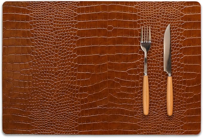 Set of 4 Faux Leather Placemats, PU Table Mats, Waterproof, Stain Resistant, Heat Resistant, Easy to Clean for Kitchen Dining Table,Conference Table