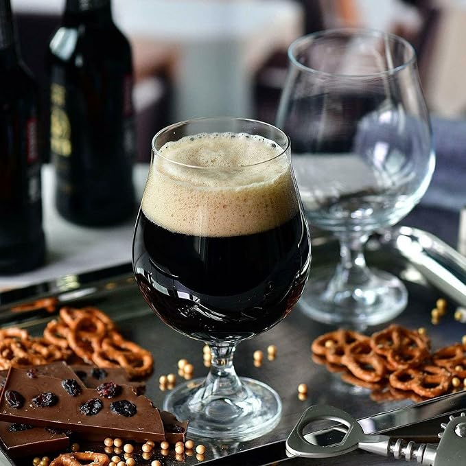 Krosno Dark Stout Beer Glasses 0.5 Liter | Set of 6 | 16.9 oz | Elite Collection | Perfect for Home and Parties | Dishwasher Safe | Lead-Free Crystal Glass