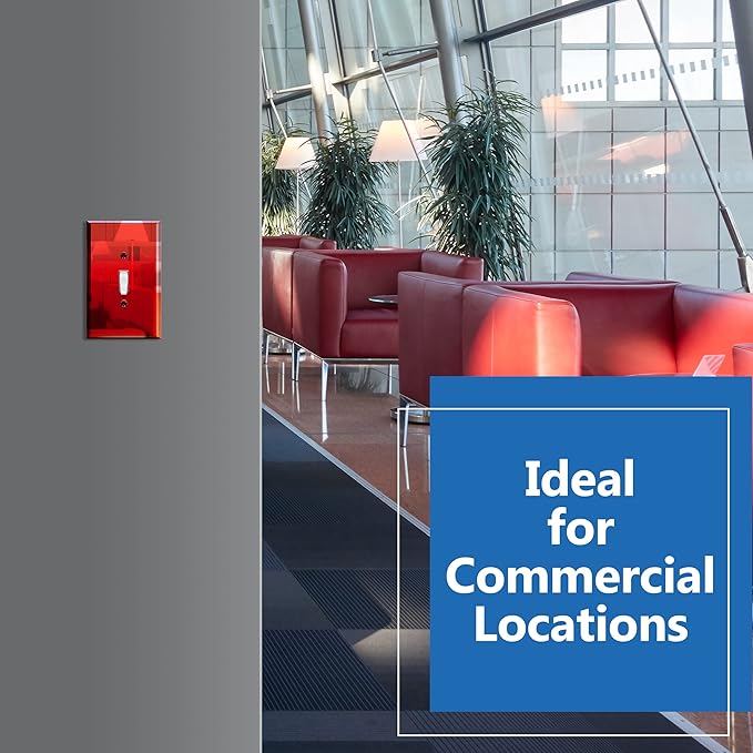 LIDER Toggle Switch Acrylic Wall Plate, Mirrored Light Switch Plate, Plexiglass Switch Cover, Mirror-like Reflective Finish, Modern Upgrade, Oversized 1-Gang 5.25" x 3.44", Red