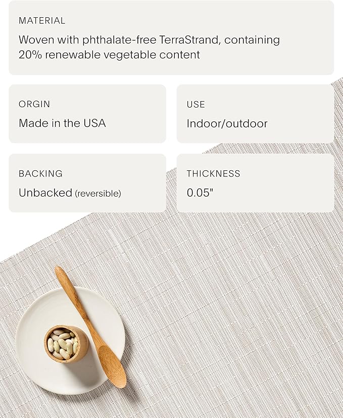 Chilewich Bamboo Placemats Set of 4 - Woven Oval Placemats - Reusable, Stain-Resistant, Indoor/Outdoor Tabletop Protection - 19" x 14" - Coconut
