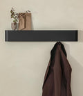 Kazai.® Coat Rack Wall Mount with Shelf 'Tone' | Modern Design Coat Hanger with Hidden Hooks and Storage | Hat Rack with Shelf in Metal | Wall-Mounted Purse Organizer | Black