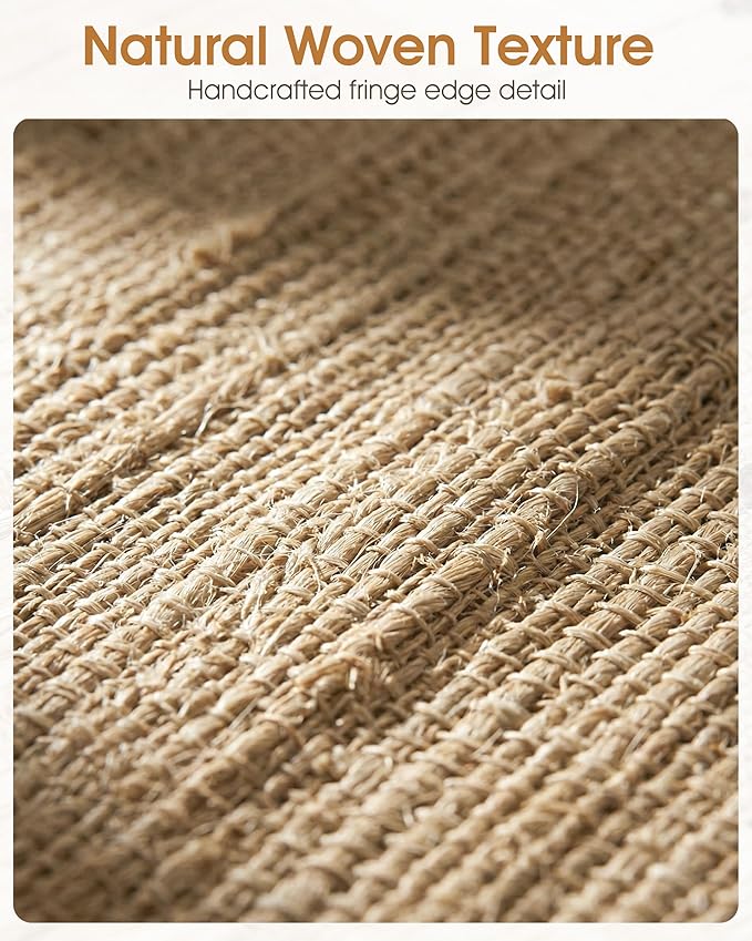 Handmade Ramie Placemats Set of 6, 12"x18" Eco-Friendly Natural Woven Table Mats for Dining Table, Heat-Resistant & Washable Natural Fiber Placemats for Kitchen, Farmhouse, Boho & Home Decor