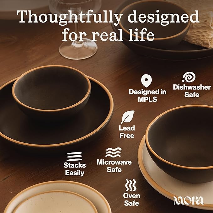 MORA Small Bowls Set of 4, 16oz Ceramic Pottery Dessert Bowls - Microwave, Oven and Dishwasher Safe - Iris