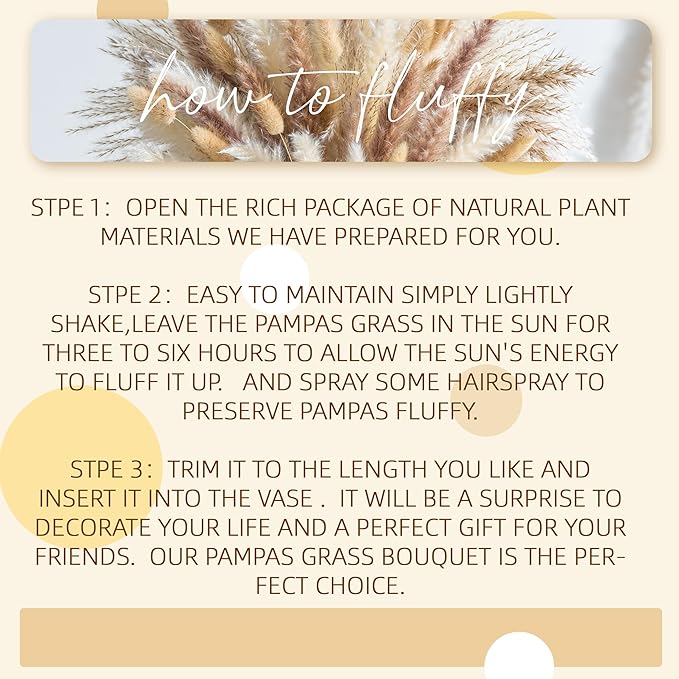 120PCS Natural Pampas Grass Mix Bouquet | Dried Pampas Bouquet for Wedding Boho Flowers Home Table Decor Desk Decor, Rustic Farmhouse Decor (120PCS)