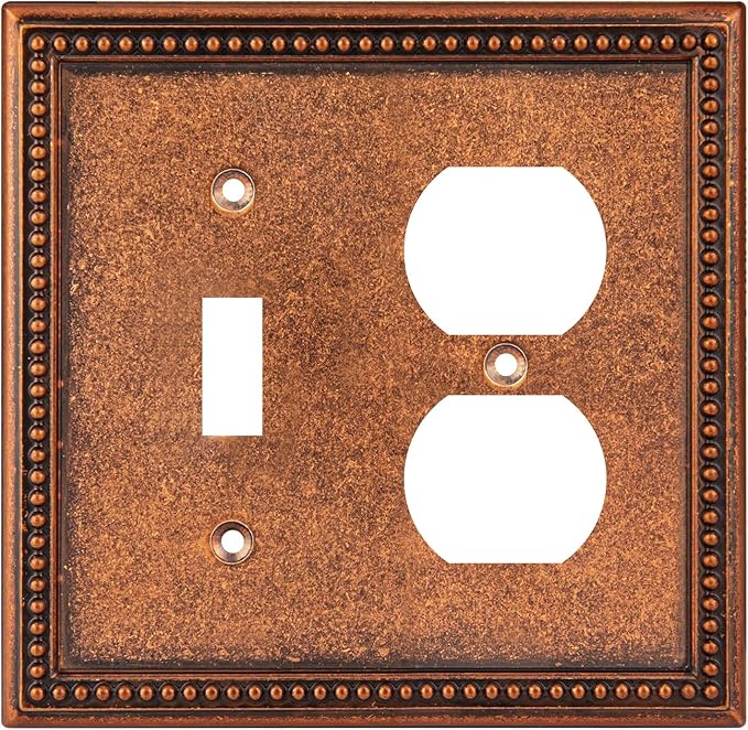 Henne Bery Raised Pearls Decorative Wall Plate Switch Plate Outlet Cover (Toggle/Duplex, Sponged Copper)