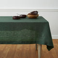 Solino Home Linen Tablecloth 60 x 120 Inch - 100% Pure Linen Forest Green Table Cloth for Rectangle Tables - Athena, Machine Washable Tablecloth for Winter, St Patricks Day, Easter
