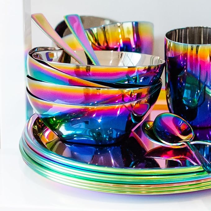 Ahimsa Stainless Steel Bowls for Kids, Durable Pediatrician Designed Toddler Snack Bowl, Premium Non Toxic Metal, Easy to Clean & Dishwasher Safe, Set of 4 Rainbow