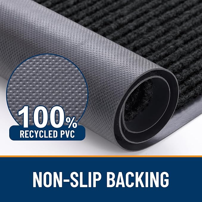 OLANLY Front Door Mat Indoor Outdoor Entrance, Waterproof Heavy Duty Doormat, Fade Resistant, Low Profile, Easy Clean Patio Porch Welcome Floor Mats for Entry, 71x34, Black