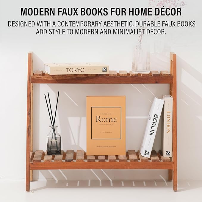 Mocha Medium | 4 PCS Faux Decorative Books for Home Decor | Not Real Books (Cardboard Boxes) | Coffee Table, Shelf Styling & Modern Aesthetic Accent Pieces for Living Room, Office