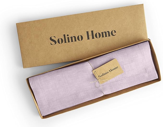 Solino Home Linen Placemats Set of 4-100% Pure Linen Chambray Lavender Cloth Placemats 14 x 19 Inch for Spring, Easter, Valentines - Athena