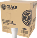 CIAO! 10oz White Paper Hot Cup, Disposable, 90mm Diameter 1,000 Count