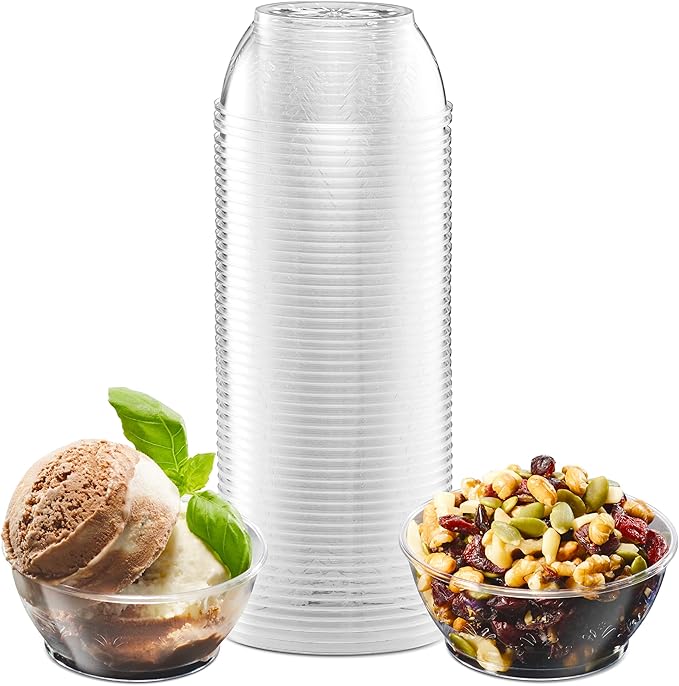 JoyServe Clear Mini Plastic Bowls - (Bulk 400 Pack) 6 Oz Disposable Premium Hard Plastic Dessert Bowls for Serving, Weddings, Catering, Parties, Ice Cream, Salsa, Home or Event Party Supplies