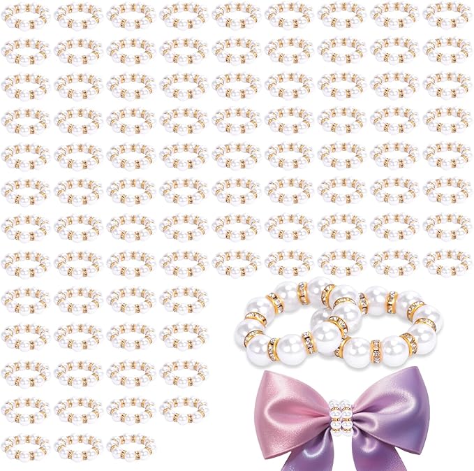 100 Pcs Pearl Napkin Rings - Exquisite Gold Napkin Rings Bulk, Suitable for Table Decorations for Weddings, Family Parties, Engagements, Christmas, Tea Theme, and Other Occasions