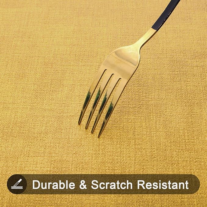homing Faux Leather Heat Resistant Placemats 4 Packs, Waterproof Wipeable Dining PU Place Mats for Indoor & Outdoor, Easy to Clean, Yellow