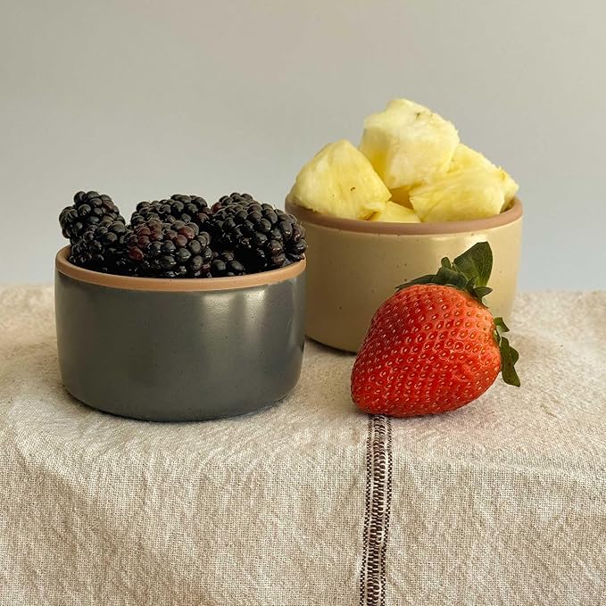 Mora Ceramic Ramekins - 4oz, Set of 6 - Small Oven Safe Baking Dishes/Cups - For Personal Pudding, Creme Brulee, Souffle, Serving Dip, Custard, Ice Cream - Single Mini Bowls - Artisan Colors