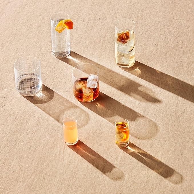 NUDE Whiskey Glasses Set of 4 DOF – 13.25 oz Premium Lead-Free Crystal Old Fashioned Rocks Glasses for Whisky, Scotch & Bourbon – Subtle Curved Base, Dishwasher Safe Barware