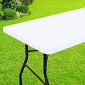 Smiry Rectangle Picnic Table Cloth, Waterproof Elastic Fitted Tablecloths for 5 Foot Tables, Washable Polyester Table Cover for Camping, Indoor and Outdoor (White, 30"x60")