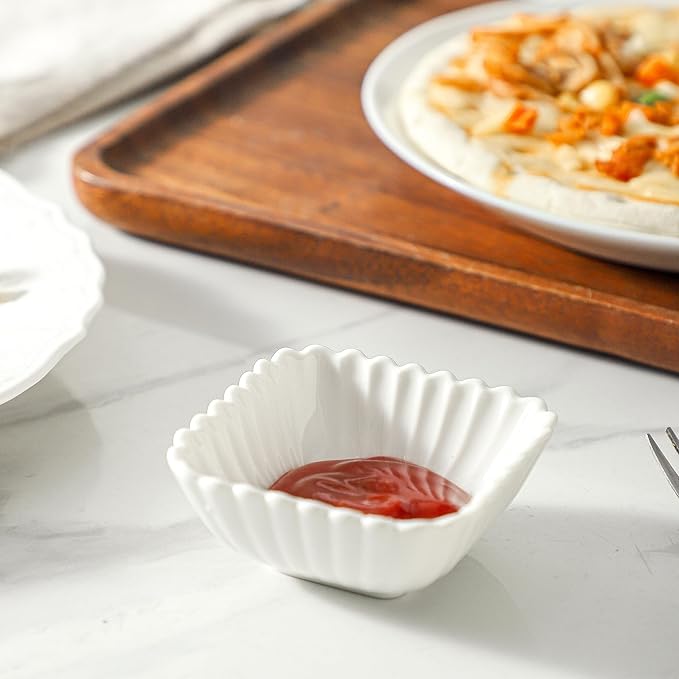 UIBFCWN 20 Pack Ceramic Soy Sauce Dishes, 2 oz Square Dipping Sauce Cups/Bowls/Dishes for Kitchen, Small Dip Bowls Set, Mini Bowl for Side Dish, Ketchup, Soy, BBQ, Sushi, Party - 2.75inch