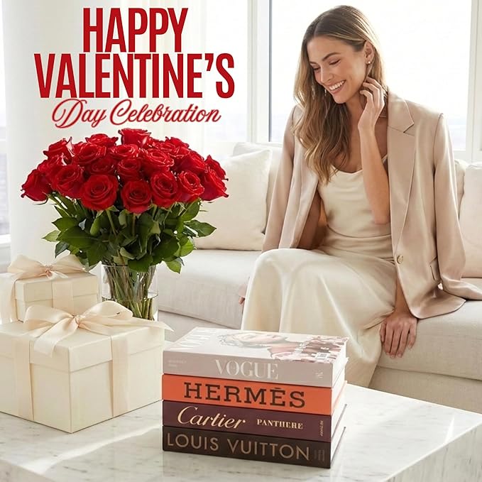 Glam Large | 4 PCS Faux Decorative Books for Home Decor | Not Real Books (Cardboard Boxes) | Coffee Table, Bookshelf & Shelf Styling Display Props for Living Room, Office