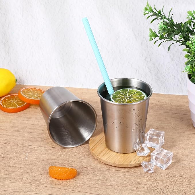 15 Pack Stainless Steel Cups for Kids and Adult Pint Tumbler Metal Cups Stackable Tumbler Shatterproof Metal Drinking Glasses for Travel Outdoor Camping (8 OZ)
