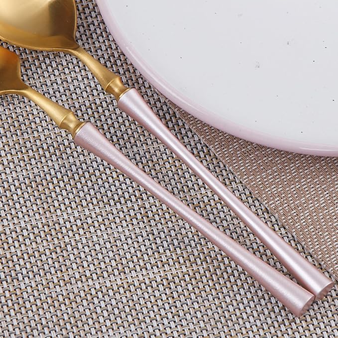 24 Piece Gold Silverware Set for 6 Durable 18/8 Stainless Steel Flatware Set Slim Waist Blue Handles Cutlery Set Include Spoons Knifes Forks Kitchen Wedding Restaurant ZILNEHZ