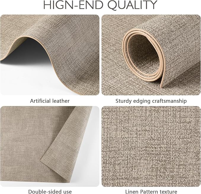 Faux Leather Placemats Set of 6 Washable PU Table mats for Kitchen Table - Heat Resistant, Waterproof, Easy Clean, Anti Slip 11.8" x 17" (Brown-6 Pack)