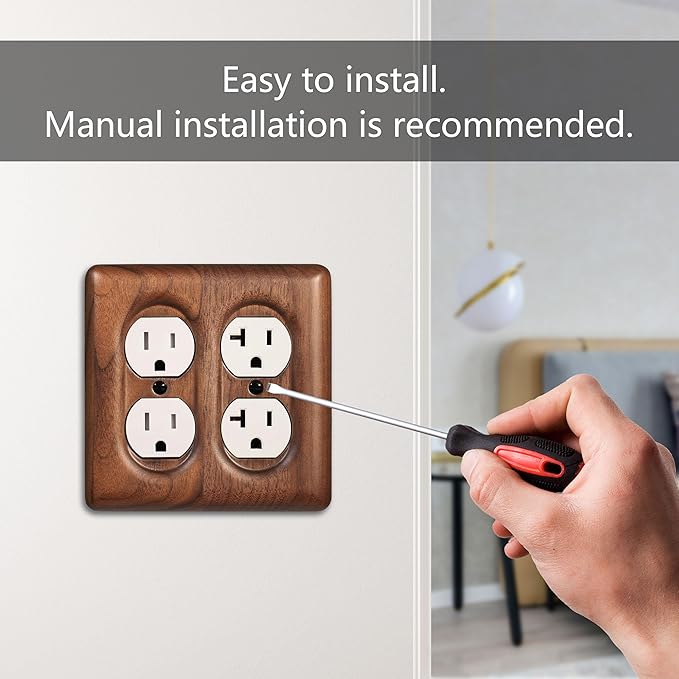 Decorative Outlet Covers Solid North American Walnut Plug Plate Covers, Electrical Wall Plates for Outlets