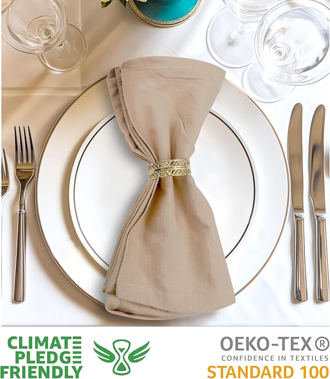 Urban Villa Harvest DinnerNapkins Set of 6Over Sized 20''x20'' Fall ClothNapkins Taupe Color Dinner Napkins Cloth Napkins 100% Cotton Thnaks Giving Cloth Napkins Premium Quality DinnerNapkins