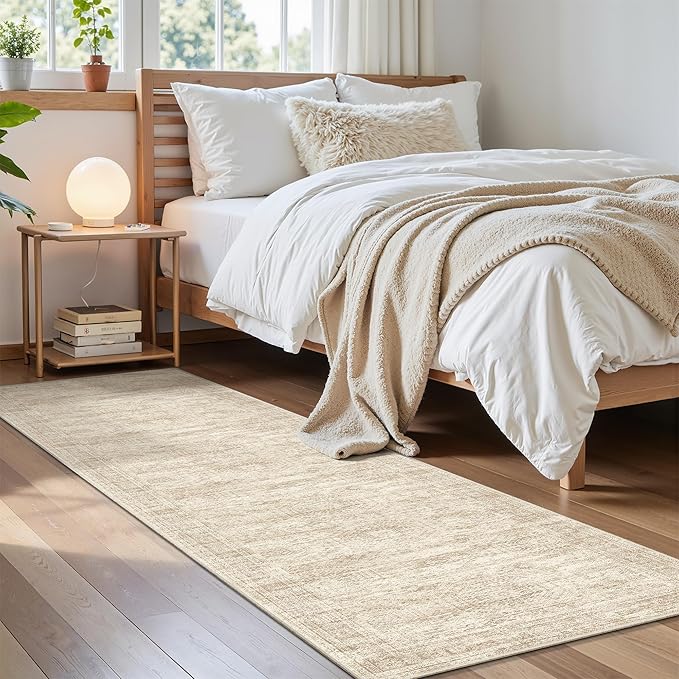 Runner Rug 2'x6' Washable Non-Slip Runner Rugs for Kitchen Bathroom Laundry Room Beige Vintage Floor Carpet Runners for Hallway Entryway