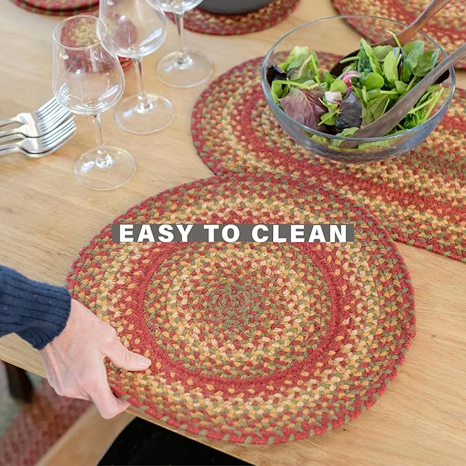 Homespice Cider Barn Dining Placemats, Warm Country Rustic Decor, Set of 6, Red - 13x19 Rectangle Table Mats - Vibrant Colors, Durable, Easy to Clean and Protects Furniture