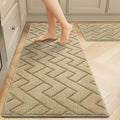 hicorfe Kitchen Rugs and Mats Sets,2 Pieces Super Absorbent Polypropylene Non-Slip Rug,Soft Comfort Floor Mat,Machine Wash for Kitchen,Hallway,Office,Sink,Laundry(20" x 32"+20" x 48",Brown)