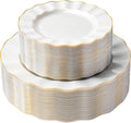 72PCS Pearl White Plastic Plates, Heavy Duty Disposable Party Plates with Gold Rim, 36 Dinner and 36 Dessert for Parties and Wedding