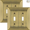 Metal Wall Plate for Electrical Outlets, Decorative Antique Brass Switch Plates Outlet Cover, Light Switch Cover Plate, 2-Gang Wall Plates (Double Toggle, 2 Pack)