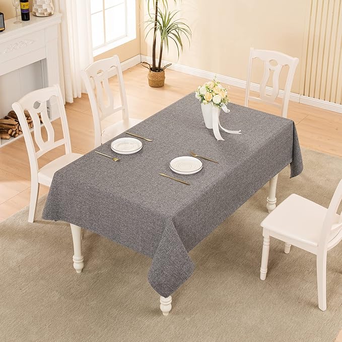 BALCONY & FALCON Square Tablecloth - Small Waterproof Table Cloth, Wrinkle Resistant Table Cover Linen Fabric Tablecloths for Dining Kitchen Wedding and Outdoor Decoration (Gray, 47"x47")