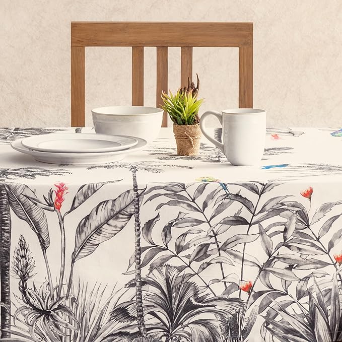Maison d' Hermine Table Cloth Rectangle Table 100% Cotton 60 x 120 Inches Fall Tablecloth Reusable Everyday Use for Thanksgiving Christmas Decorations Dining Farmhouse Party (Amazonia)