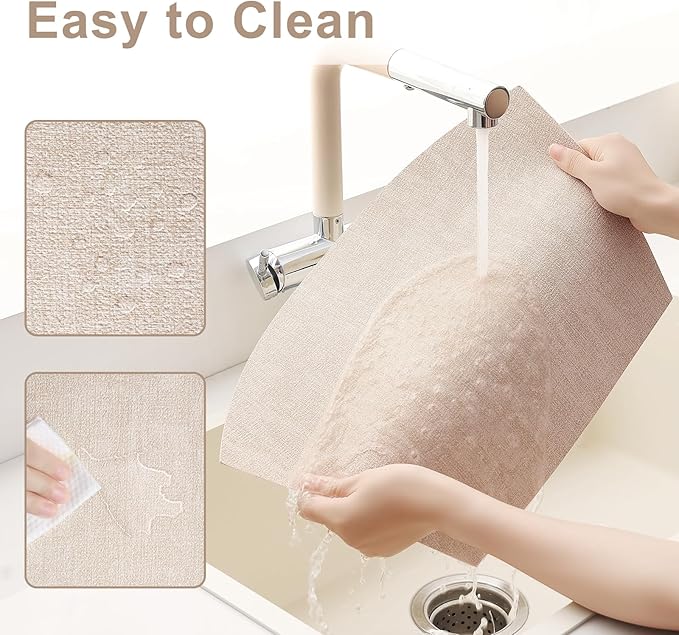 Homaxy Round Table Placemats Set of 4, Washable Wedge Shaped Faux Leather Table Mats, Wipeable Kitchen Dinner Place Mats for Indoor Outdoor, Beige