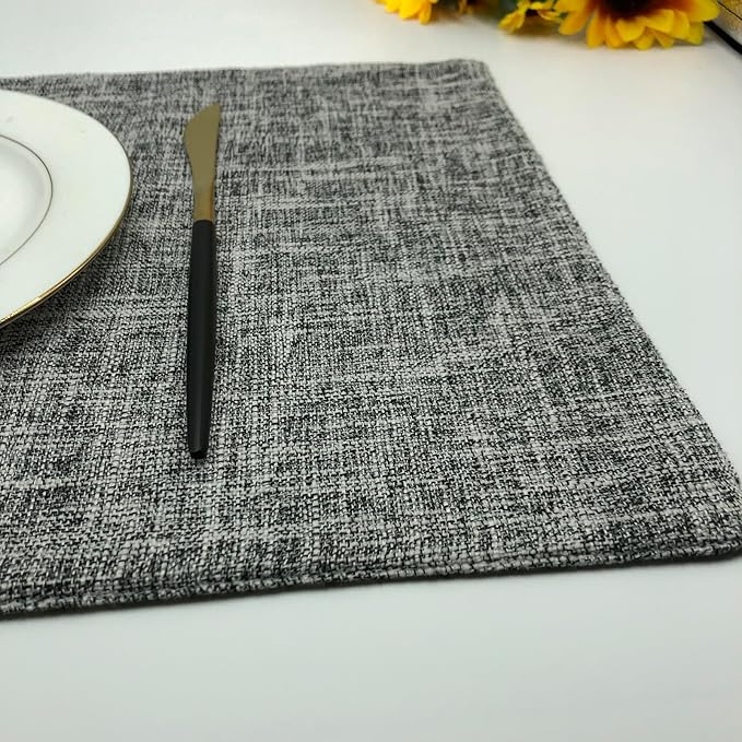 Rilassato Textile Placemats, Set of 4 Heat-Resistant Placemats for Kitchen Table, Washable Durable Linen Table Mats Woven Placemats (4, Light Grey)