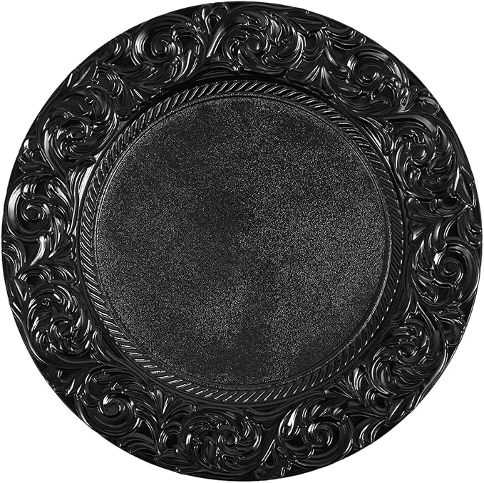 150 Pcs Charger Plates Set, Round Charger Plates, Reusable Serving Plates Embossed Rim Plastic Chargers Plate Decorative Round Plate Chargers for Dinner Plate Table Wedding Shower Decoration