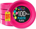 Exquisite Party Solids Cerise Plastic Plates For Party 9" Cerise Disposable Plates Heavy Duty 100 Pcs Plastic Dinnerware Sets Heavy Duty 350 GSM Disposable Dinnerware Set