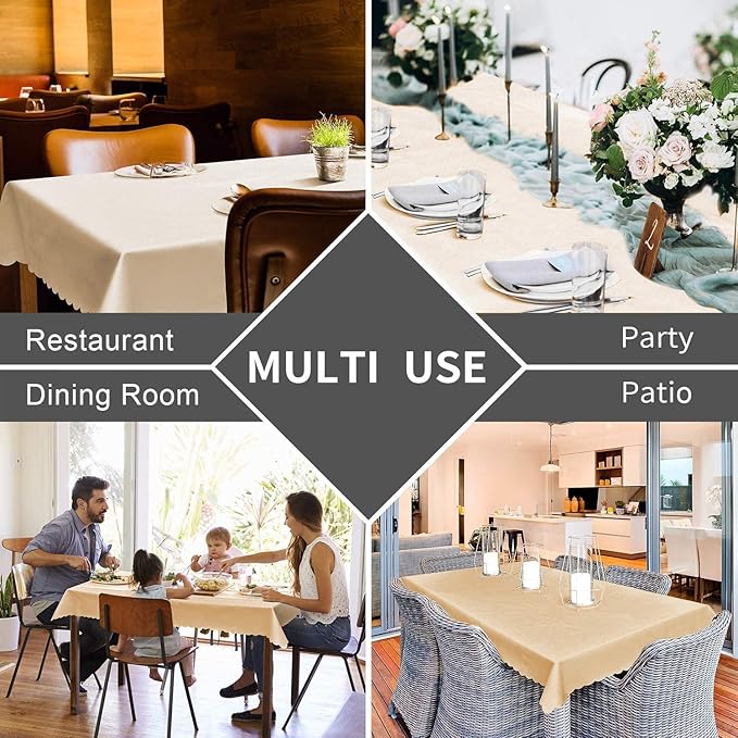 Smiry Square Table Cloth, Waterproof Heavy Duty Vinyl Tablecloths, Wipeable Washable Table Cover for Kitchen and Dining Room (Beige, 70" x 70")