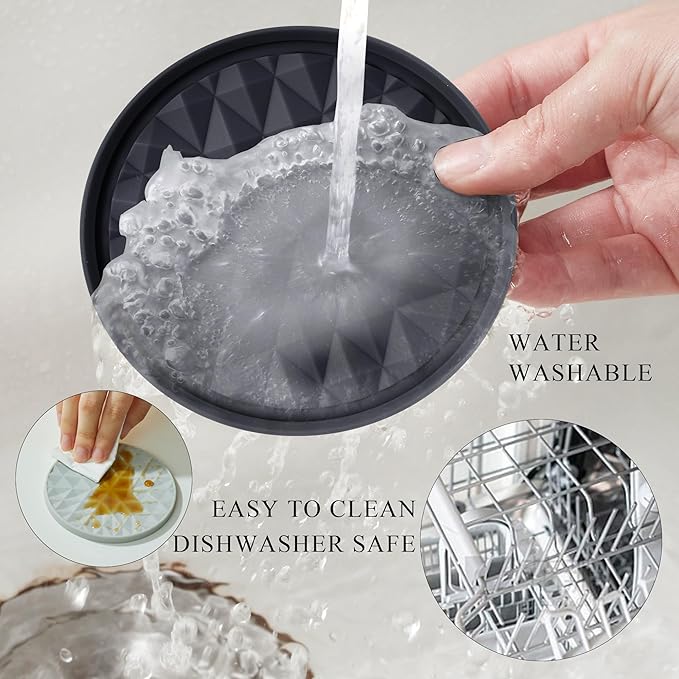 Silicone Coasters for Drinks[8 Pack, No Holder]- Cup Mat for Tabletop Protection-Non-Slip, Non-Stick, Coffee Table Decor, Great Gift for Any Occasion, Black