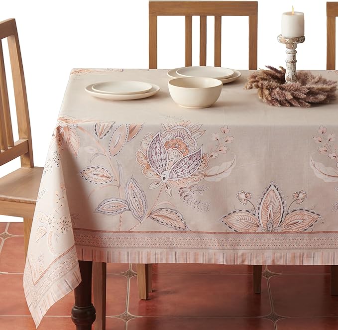 Maison d' Hermine Premium Table Cloth Rectangle Table 100% Combed Cotton 120 x 70 Inches Tablecloth Reusable Decorative for Dining Room, Farmhouse, Home, Party, Festive & Wedding - Society Florals