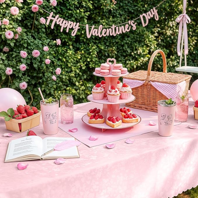 Smiry Square Table Cloth, Waterproof Heavy Duty Vinyl Tablecloths, Wipeable Washable Table Cover for Kitchen, Dining Room & Valentines(Pink, 70" X 70")