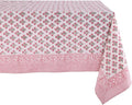 ATOSII Gulbahar White Pink 100% Cotton Spring Summer Square Tablecloth, Handblock Print Floral Table Cloth for Kitchen Dining Linen I Weddings, Outdoors, Easter 60 X 60 Inches I 4 Seater