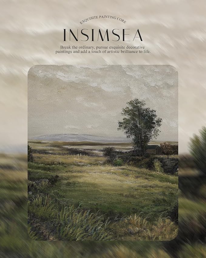 InSimSea Gold Picture Framed Wall Art, Living Room Bedroom Bathroom Vintage Wild Field Valley Canvas Print Wall Decor, Home Farmhouse Decor, Antique Paintings with Frames 13x16inch