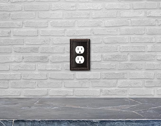 Henne Bery Sunken Pearls Heavy Duty Decorative Wall Plate Switch Plate Outlet Cover (Single Duplex, 3 Pack, Aged Bronze)