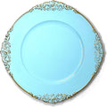 allgala Heavy Quality Round Charger Plates - Charger for Dinner Plate - Set of Charger Plates for Table Decor - Ideal for Weddings, Thanksgiving Parties & Holidays - Floral Turquoise (13-Inch 48-Pack)